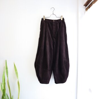 cotton corduroy zip squash pants (dark chocolate)の画像