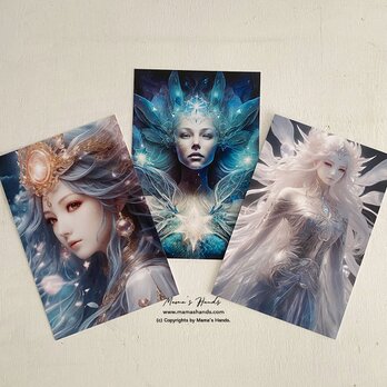 美しい女神達の スピリチュアル 開運 イラスト アート ３枚 ハガキ ポストカード セット ♪の画像