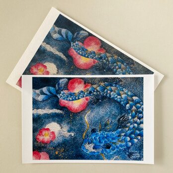 夜龍と椿ポストカードセット2枚組の画像