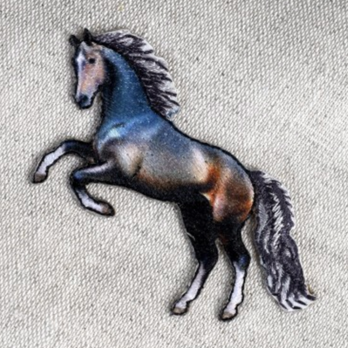 アップリケワッペン サラブレッド プリント ブルー ST w-2219 ホース 乗馬の画像