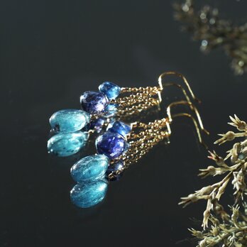 深海の色★3種・青の宝石のピアス　～Deifiliaの画像