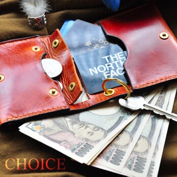 イタリアンヴィンテージバケッタ・コンパクト２つ折り財布(コニャック)の画像