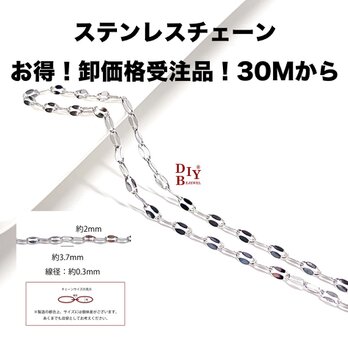 esco09【受注品】【卸価格30M】約3.7*2mm デザイン ステンレスチェーンの画像