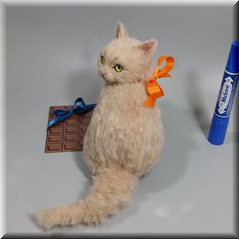 羊毛フェルト　猫　ブリティッシュショートヘアー　ねこ　ネコ　猫フィギュアの画像