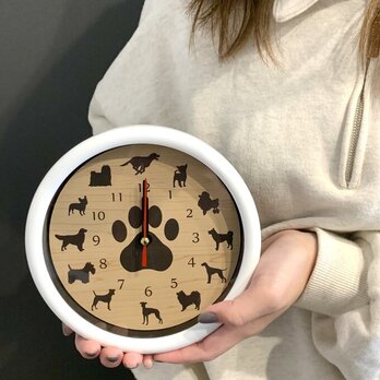 【送料無料】Dog series wall clock (White ver.) 犬 愛犬 壁掛け時計 ドック ギフト 時計の画像