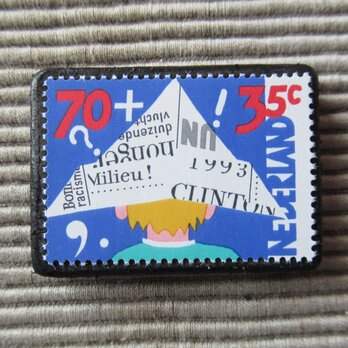 オランダ　切手ブローチ　9219の画像