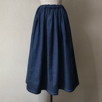 10ozデニム　タックギャザースカート