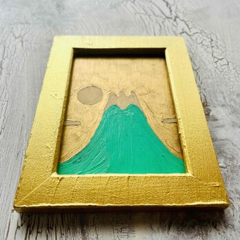 開運画「アップルグリーン富士２」縦・中・原画・油彩・絵画・壁掛け・独立スタンド付きの画像