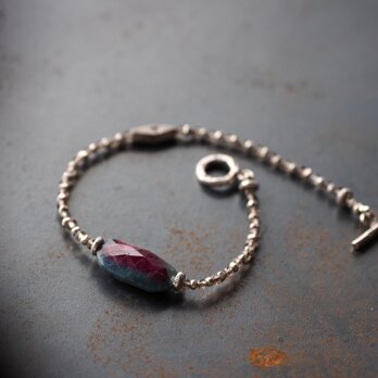 -Ruby in zoisite- smoky quartz・silver braceletの画像
