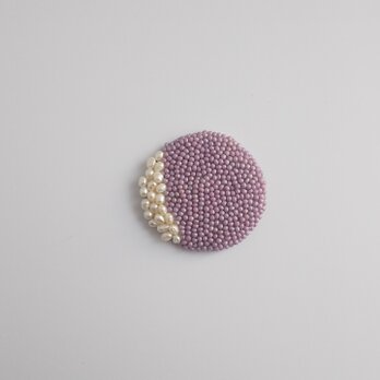 #365 刺繍ブローチ 　Circle 淡藤色の画像