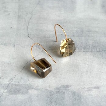 14kgf Smoky Quartz Pierced Earrings Gift Box　105の画像