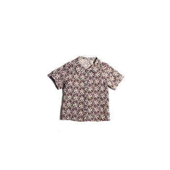 松竹梅、シルク縮緬着物リメイク、子供用半袖シャツ(約1才から4才)MZ originalの画像