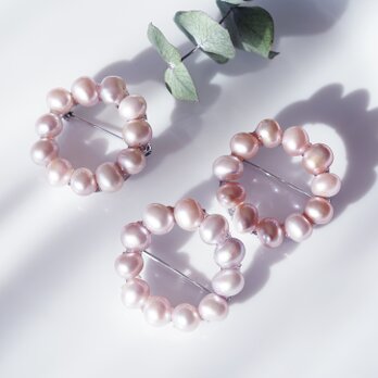 天然の色★桜真珠のサークルブローチ　～花影の画像