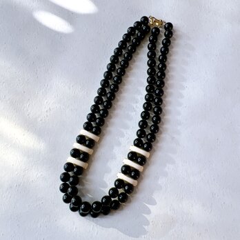 NN10-【 Napier 】ネイピア・ヴィンテージネックレス　1970〜80s Black Lucite Beadsの画像