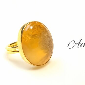 最新作★「Amber琥珀」の世界でひとつの天然石リングの画像