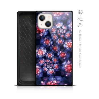 彩・牡丹 - 和風 四角型 強化ガラス iPhoneケース【iPhone全機種対応】の画像