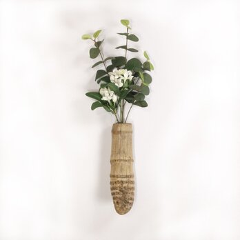 【温泉流木】子供の靴下のようなかわいい竹流木の壁掛け花器 花瓶 木製 流木インテリアの画像