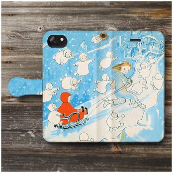 【オルファース 雪の子供たちの物語】スマホケース手帳型 名画 iPhone15Plus 14Plusの画像