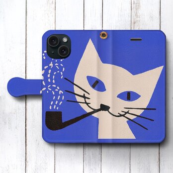 【レトロポスター 東ヨーロッパ 猫】スマホケース手帳型 名画 GooglePixel Galaxyの画像