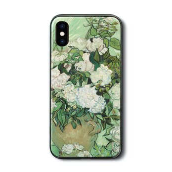 【ファン ゴッホ 静物：バラのある花瓶】スマホケース ガラスケース 名画 iPhoneSE2 第二世代の画像