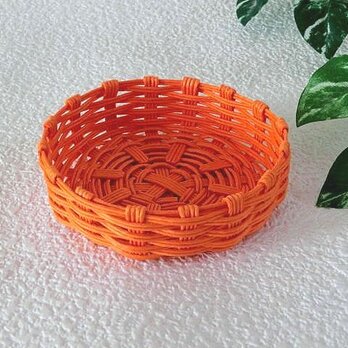 クラフトバンド　丸型トレー　豆小皿　　オレンジ色の画像