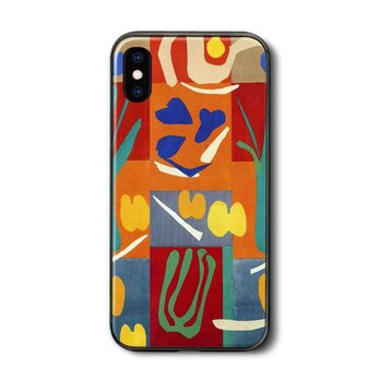 【アンリ マティス the cutouts】スマホケース ガラスケース 名画 iPhoneSE2 第二世代の画像