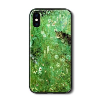 【リリエフォッシュ 夏の牧草地の猫】スマホケース ガラスケース 名画 iPhoneSE3 第三世代の画像