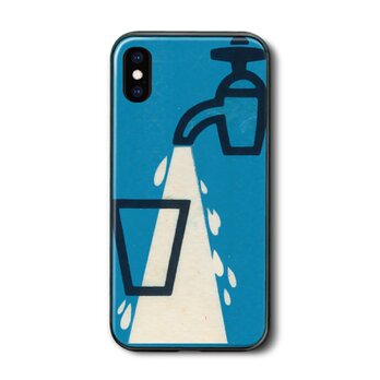 【アンティークマッチラベル 水道】スマホケース ガラスケース 名画 iPhone15Plus 13miniの画像