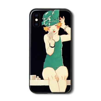 【フランス パリの広告ポスター お化粧】スマホケース ガラスケース 名画 iPhone7 iPhoneXRの画像