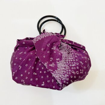 風呂敷バッグ（紫）絞りの着物生地にて制作 #01の画像