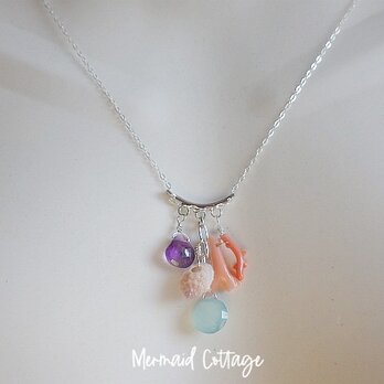 *sv925*Mermaid Ocean Swing Necklace カルセドニー＆アメジストの画像