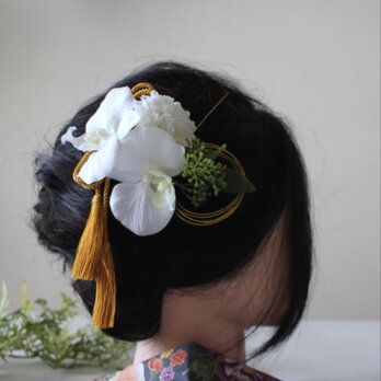 胡蝶蘭　パーツ　髪飾り　ヘアアクセサリー　成人式　卒業式　 浴衣　アーティフィシャルフラワー　　七五三の画像