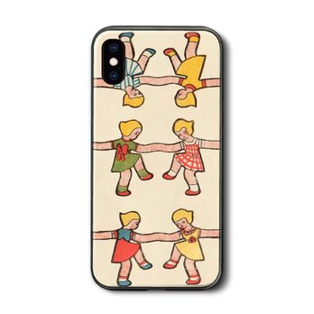 【ヴィンテージカード フランス 踊る少女】スマホケース ガラスケース 名画 iPhone15 iPhoneX XSの画像