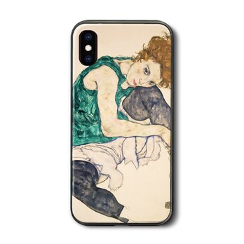 【エゴン シーレ seated woman】スマホケース ガラスケース 名画 iPhone7 iPhoneXRの画像