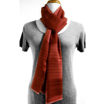 シルクストール（ミックスボカシ染・市松横段模様織り）（赤茶色）の画像