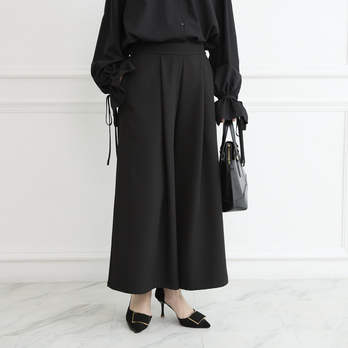 【✨丈調整できる】3サイズ ワイドパンツ フォーマル　ブラック　0618BK