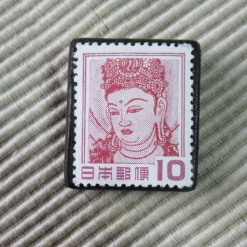 日本　法隆寺壁画切手ブローチ 9225の画像