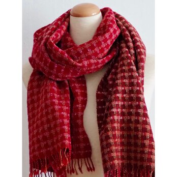 lambswool×cottonsilk stole   -red-の画像