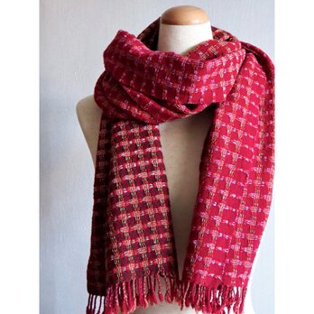 lambswool×cottonsilk stole   -red-の画像