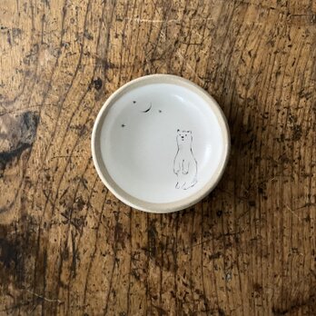 白化粧色絵豆皿　シロクマの画像