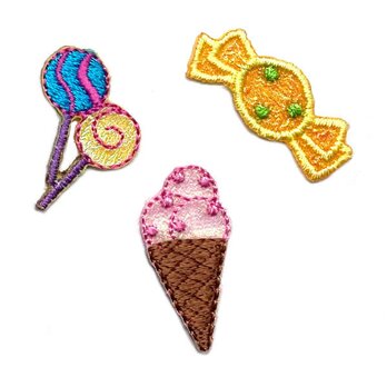 アップリケワッペン スイーツ3枚　kr-0008 ロリポップ アイスクリーム キャンディの画像