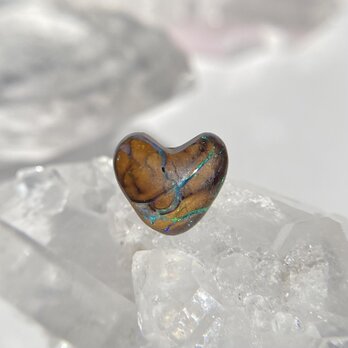 ハート！天然ボルダーオパール片耳ピアス☆オーストラリア・Yowah産原石から磨いた１点もの！の画像