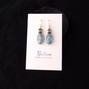 【K14gf】Sky Blue Kyanite × Londonblue Topaz Earrings／スカイブルーカイヤナイトの画像