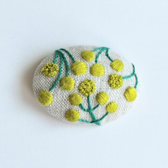 ミモザの刺繍ブローチ(botanical）#232の画像