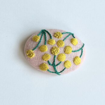 ミモザの刺繍ブローチ(botanical）#233の画像