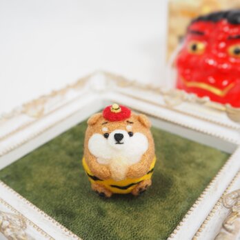 【受注製作】‐節分コスプレ‐鬼のまゆ柴犬の赤ちゃん(赤柴・黒柴・白柴)　羊毛フェルト