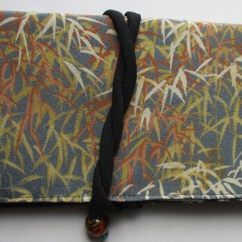 ７５６４　笹の葉柄の着物で作った和風財布・ポーチ＃送料無料の画像