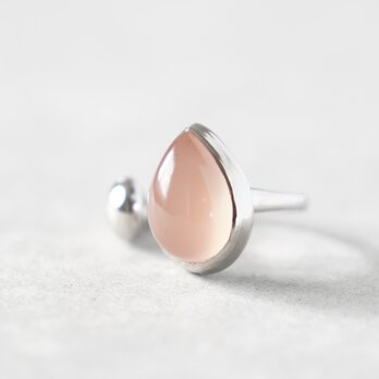 【リニューアル！】ピンクカルセドニーのペアシェイプフォークリング シルバー 天然石