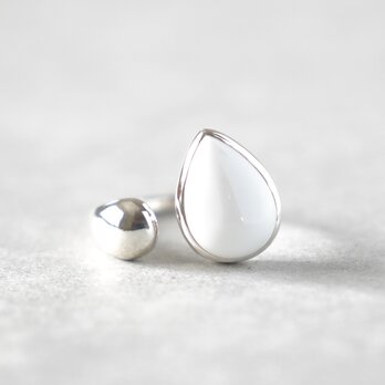【リニューアル再販！】ホワイトオニキスのペアシェイプフォークリング シルバー 天然石