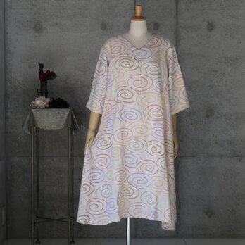着物リメイク    　紬のワンピース/フリーサイズ　 kimono　の画像